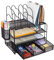 Pinkgarden All-in-One Schreibtisch-Organizer – Desktop-Akten- und Papier-Organizer mit Ablagen, Sortierern, seitlichem Stifthalter, stilvolles Bürozubehör und Arbeitsplatz-Organizer (schwarz)