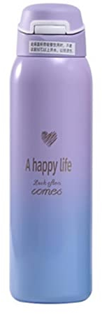 FORKIS Borraccia Bottiglia Termica Paglia Tharmos per Bottiglia per Bambini in Acciaio in Acciaio Inossidabile Bottiglia di Acqua Termica-480Ml,D