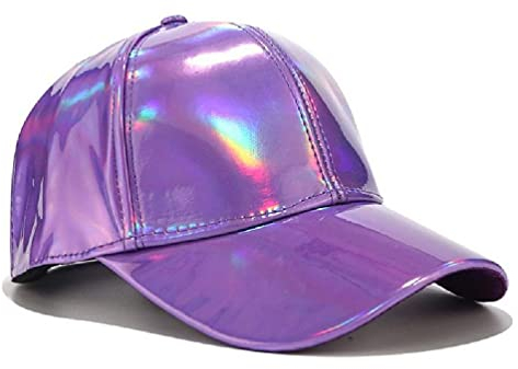 Unisex-Baseballkappe aus Kunstleder, glitzernd, metallisch, holografisch, Regenbogen, reflektierend, Hip-Hop, verstellbarer Riemen, Schirmmütze, Baseballkappe für Herren, schwarze Kappe, Wandermütze,