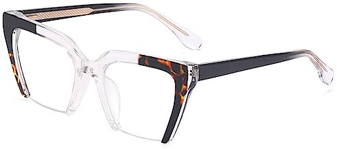 kachawoo Anti Blaues Licht Gläser Frauen Quadratische Gläser Rahmen Große Mode Brillen Half Frame (black leopard frame)