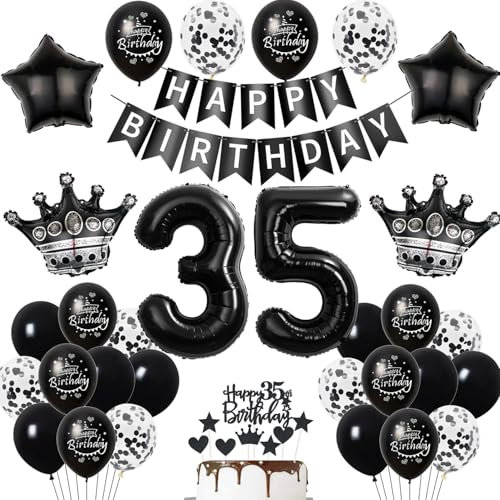 35. Geburtstag Dekoration Schwarz Tortendeko 35. Geburtstag Mann Luftballon 35 Frauen Mann deko torte 35. Frauen Ballon Geburtstagsdeko 35 Jahre Frau Männer Schwarz