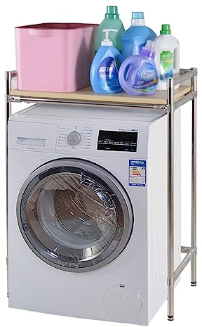 JHLP Waschmaschinen-Aufbewahrungsregal aus Edelstahl, platzsparend, freistehend für Frontlader-Waschmaschine und Trockner, 30 kg Tragkraft, ideal für Balkonküchen und Aufbewahrung