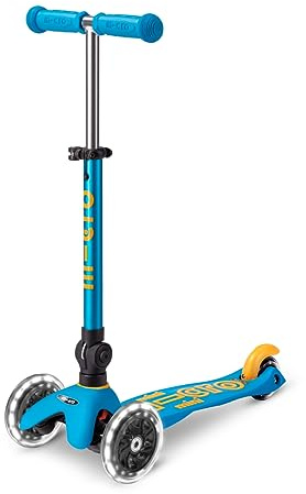 Micro Kickboard | Mini Foldable LED Kids Scooter for Ages 2-5 | Children up to 110 lbs | 3 Wheel Lean-to-Steer Design | Adjustable T Bar | Smooth Ride, Motion-Activated PU LED Wheels | Swiss Design