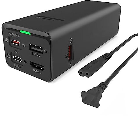 WANSUPYIN 2024 4K Docking Station Charger Adapter 4 in One for Smartphone Laptop Console, 100W Fast PD Charger USB C Portable TV Docking Station