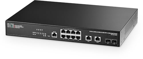 Binardat Commutateur géré Web 10G - 8 x 2.5G, 2 x 10G RJ-45 Ethernet, 2 x 10G SFP+, 1 console - Commutateur réseau multi-Gigabit L3 avec boîtier en métal