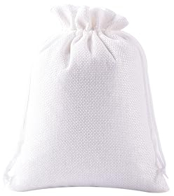 KONMAY 10er Set 20x30cm Weiß Jutesäckchen Geschenkbeutel mit Kordelzug, Groß Jutebeutel Leinensäckchen Sackleinen Schmuckbeutel mit Kordelzug für Lavendelblüten, Schmuck, Geschenke