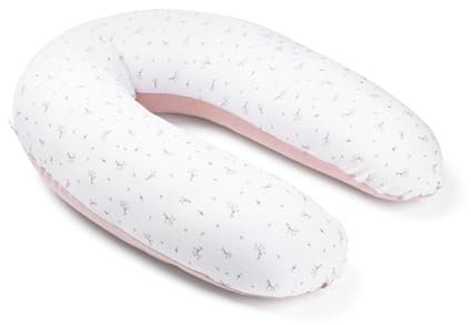 Doomoo Still-& Schwangerschaftskissen Buddy, 180cm inkl. Bezug aus Bio-Baumwolljersey, mit feiner EPS-Mikroperlenfüllung, Oeko-TEX Standard 100, Flower Pink