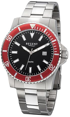 REGENT Herren Uhr Metall Armbanduhr Metallarmband Analog Silber URF1286