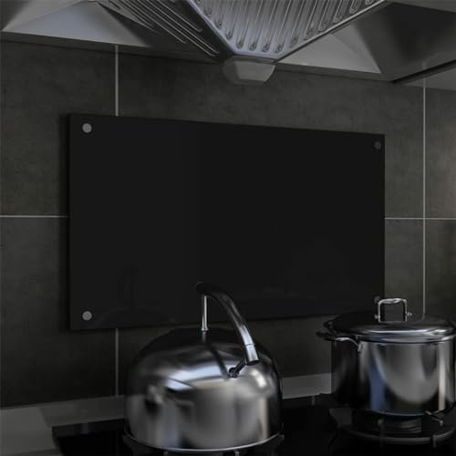ARKEM Protección Salpicaduras Cocina Vidrio Templado Negro 70x40 cm Cubre VitroceráMica Cristal Templado