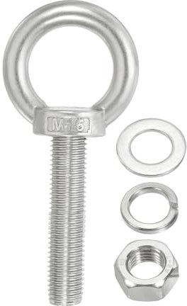 PATIKIL Bullone a Spalla Sollevamento M16 x 60mm, Golfare Filettato con Anello di Sollevamento in Acciaio Inossidabile 304 con Dadi e Rondelle per Appendere Amache e Articoli