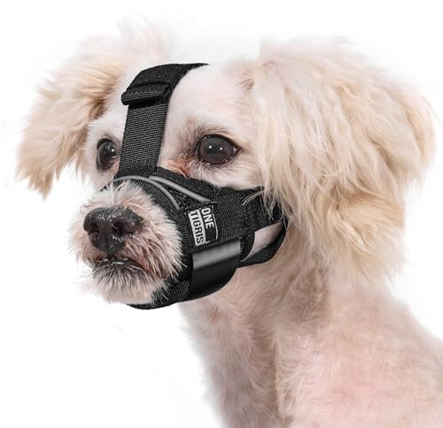 OneTigris Maulkorb, Nylon-Maulkorb Für Hunde Verstellbares Gurtband Geeignet für Maulkörbe von mittleren und großen Hunden Verhinderung von Bellen, Beißen und Kauen (M)