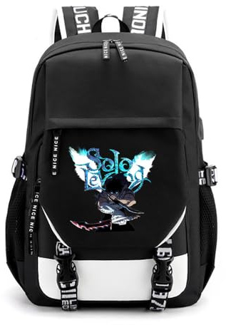 Sageam Unisex Anime Solo Leveling Merch Rucksäcke Nylon Wasserdicht Schulranzen Schule Daypacks für Primary Junior High University