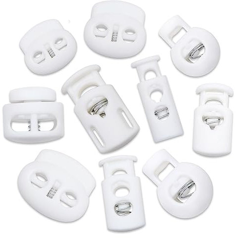 Jamsinmu Loch Kordelstopper Gummikordel Stopper Schnellverschluss Schnürsenkel Schnur Rutsche Band Klemme White MIX-100