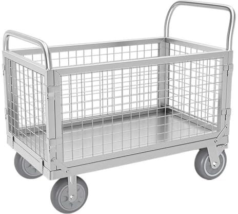 Faltbarer Gartenwagen mit 4 Rädern und Zaun, 362,9 kg Kapazität, robuster Strandwagen zum Bewegen von Bodenwerkzeugen, Mulch, Schubkarre (39,3 x 23,6/100 x 60 cm)