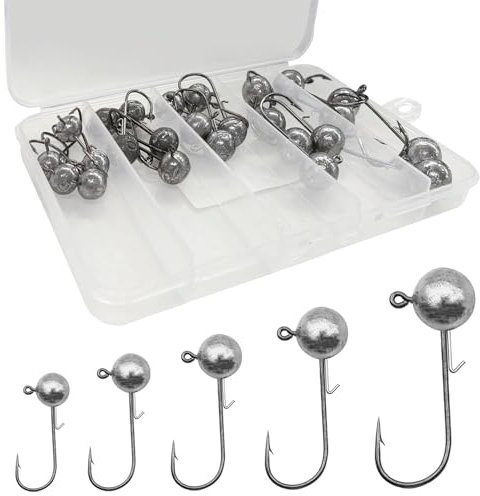 Klein Jigköpfe Set (25 Stück), Jigköpfe für Gummifische, Für Gummifische Zander Angelzubehör, 7g/10g/12g/14g/17g