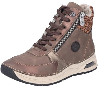 Rieker 44565-25 Schnürstiefel Kunstleder Damen in braun-kombi