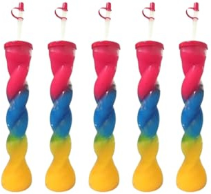 Twist Slush Yard Cups 11oz – Transparent Cups with Lid & Straw | Pack of 80 | Perfect for Slush, ICY Drinks, Mocktails, Parties & Events - Reusable