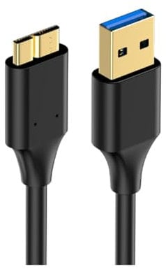 USB 3.0 A to Micro B Cable,External Hard Drive Cord Compatible for Seagate, WD, Toshiba, Westgate, Samsung Galaxy S5, Note 3,(50 cm,Black),High Speed Data Transmission