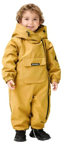 Zaldita Combinaison Extérieuretenue Neige Coupe - Vent Et Imperméables Enfants Doublure Polaire Capuche Combinaison Chaude Fermeture Glissière Latéral Jaune 18-24 mois