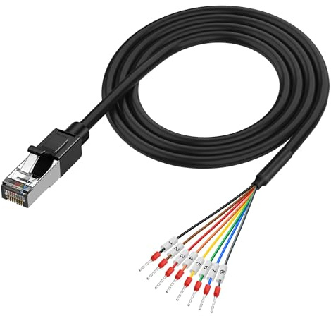RJ45 to 8 Pin RS232/485 Serial Bare Wire End with Marked Terminal Block | RJ45 Male to 8P8C Network Debugging Ethernet Extension Cable -1M/3.28FT
