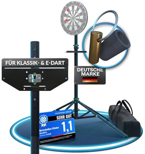 Heimfleiss® Dartscheibe Ständer für Klassiche & Elektro Dartboards | Freistehender Dartständer aus stabilem Stahl | Dart Ständer höhenverstellbar & faltbar | Dartständer für Dartscheibe | Dart Zubehör