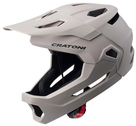 Cratoni Jugendhelm Madcat Fullfacehelm Fahrradhelm Kinnbügel S/M 49-56 MTB Kinderhelm Downhillhelm (darksand)