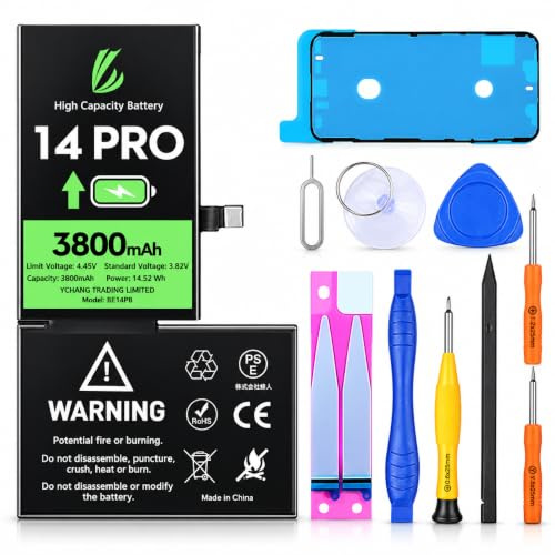 LL TRADER Akku für iPhone 14 Pro, 3800mAh mit Reparatursets A | Hochleistungs-Ersatzbatterie Kompatibel mit iPhone 14 Pro, A2650, A2889, A2892, A2891, A2890