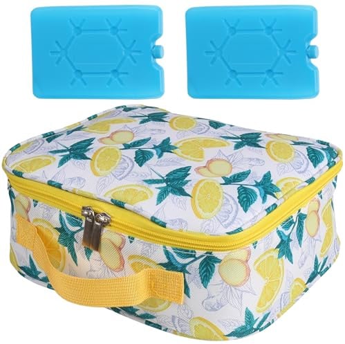 Gelbe Kühltasche, 6 l, mit Zwei Kühlakkus, isolierte Lunchbox/Brotdose