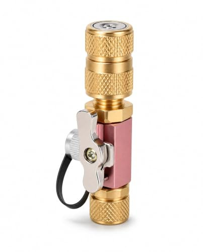 Jelquix Ventileinsatz Entferner Vakuum Werkzeug, 20 Mikrometer | 5/16 Zoll Seitenanschluss Manometer, Doppel O Ring Dichtung, Verstellbare Spitze, Hochdruck Kältemittel für Klimaanlagen