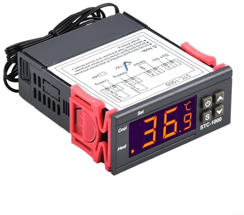 Digital Thermostat Controller for STC-1000 Applications Featuring 12V 24V 110V 220V Input Flexibility and Precise Temp Readout (12V)
