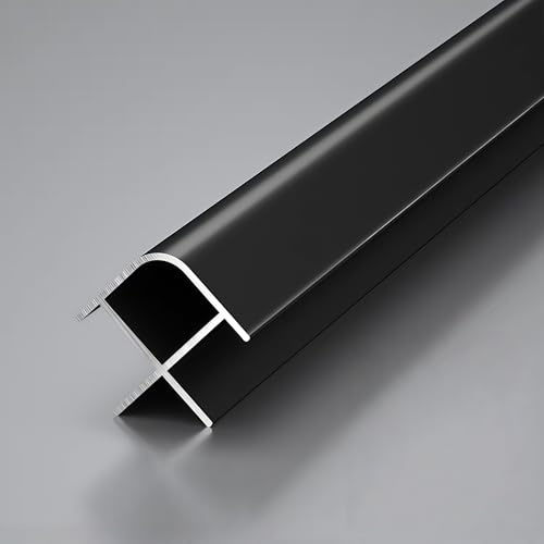 Fliesenschiene Aluminium Abschlussleiste Eckprofil Deko Winkelprofil 125 cm* 2 Stück Kantenschutz Für Boden & Wand Hochwertiges Profil Für Fliesen Und Verkleidung(Schwarz,7mm)