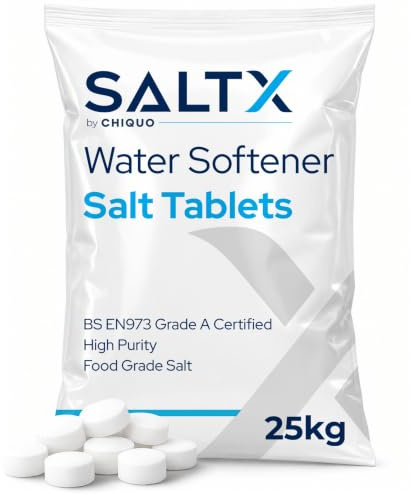 SaltX Water Softener Salt Tablets 25kg - BS EN973 Grade A Certified | Consistent Brine Every Time - Protects Appliances From Limescale and Rust - High Purity Food Grade Salt