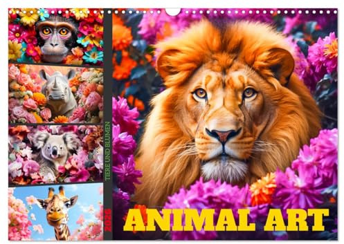 Animal Art - Tiere und Blumen (Wandkalender 2026 DIN A3 quer), CALVENDO Monatskalender: Holen Sie sich jetzt Ihren Animal Art Kalender und erleben Sie ... Blumen das ganze Jahr über. (CALVENDO Tiere)