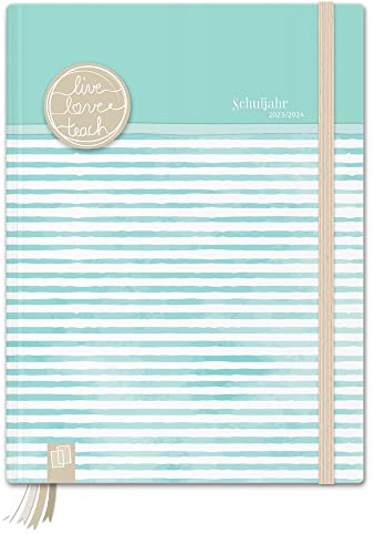 Mein Lehrerplaner - A5+ - Hardcover - Lehrerkalender für das Schuljahr 2023/2024 - Streifenmeer: Schulplaner für Lehrerinnen und Lehrer (live – love – teach)