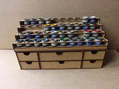 Paint Stand for 40x Tins of paint and drawers for Humbrol / Revell Enamel tins. Paint rack storage
