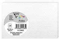 Clairefontaine 11485C - Packung mit 25 Karten Pollen, 8,2x12,8cm, 210g, ideal für Einladungen und Korrespondenz, Weiß Perlmutt, 1 Pack