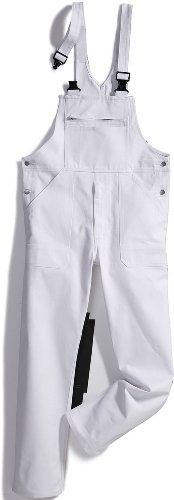 BP Workwear Basic 1413-060-21 Latzhose - Verstellbarer Bund - Kunststoff-Clip-Verschlüsse - Reine Baumwolle - Normale Passform - Größe: 54 - Farbe: weiß