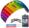 HQ Lenkmatte Lenkdrachen Symphony Beach III 1.8 Rainbow, Zweileiner Matte Drachen für Kinder und Erwachsene, 60x180cm, inkl. 80kp Blendline Schnüre, 2x25m auf Winder mit Schlaufen, Drachen ab 12 Jahre