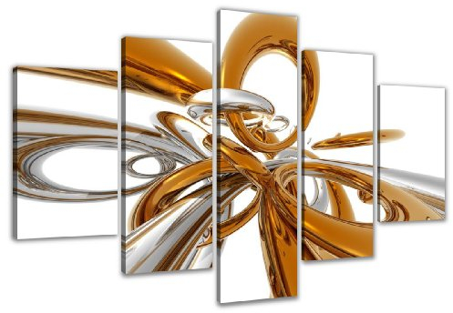Visario 200x100cm 6304 Bild auf Leinwand abstrakt Gold Silber 5 Bilder Teile