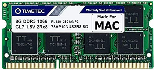 Timetec 8 GB Apple DDR3 1067MHz/1066MHz PC3-8500 per Mac Book(metà 2010 13''), Mac Book Pro(metà 2010 13''), iMac(fine 2009 27''), Mac Mini(metà 2010) SODIMM Aggiornamento della RAM MAC
