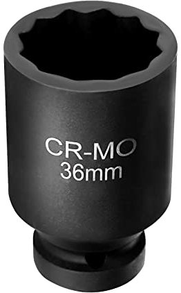 Youyijia Deep Impact Socket 1/2 36mm Impact Socket 12-Point Drive Double Deep Socket Set Metric Axle Nut Socket Deep Rear Hub Axle Nut Socket for Easy Removal of Axle Shaft Nuts
