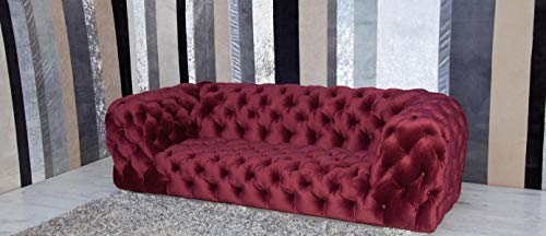 jvmoebel Rote Chesterfield Designer Couch Samt Velvet Sitz Polster Dreisitzer Sofa Neu