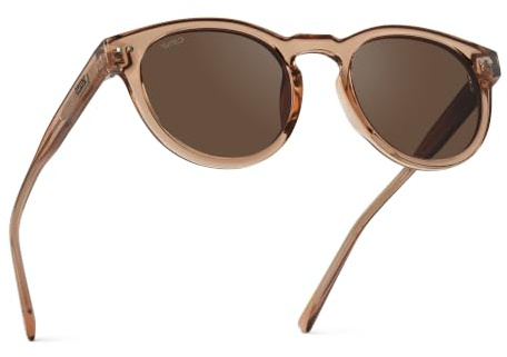 Round Polarized Sunglasses for Women - Retro Classic UV400 Protection for Driving & Everyday Wear (Light Crystal Brown/Brown Lens)