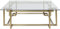 Kare Design Couchtisch Clara, Gold, Quadratischer Beistelltisch, Großer Wohnzimmertisch, Sofatisch, Glastisch, Tischplatte aus Sicherheitsglas, Edelstahlgestell, 45x120x120 cm (H/B/T)