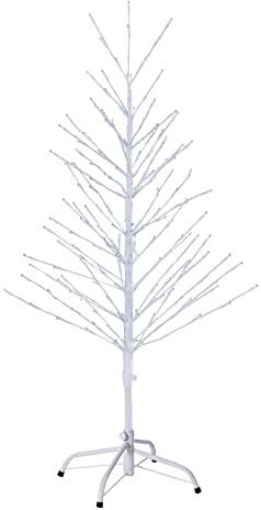 LED Lichtbaum Weiß Weihnachtsdeko In- & Outdoor | 200 warmweiße LEDs | 120cm hoch | elastische Zweige | Timerfunktion | IP44 Spritzwassergeschützt