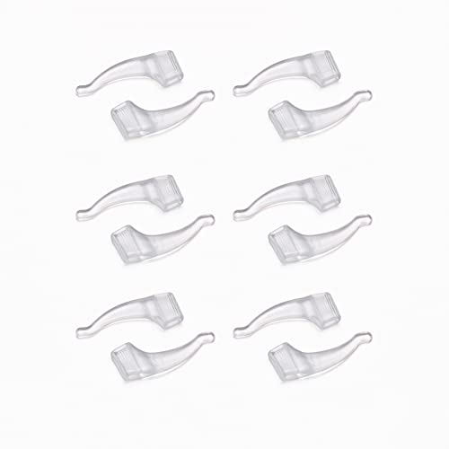 NORHOR Antirutsch Halterung für Brillenbügel Set - 6 Paare Ohrbügel Silikon Haken für Brille - Silikon Antirutsch Überzüge für Brillen Sonnenbrillen. (Transparent 6 Paar)