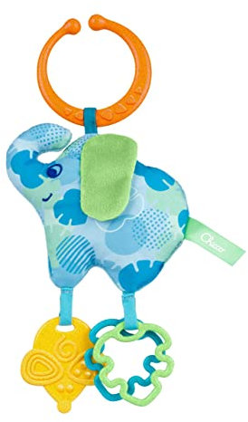 Chicco Gioco da Passeggio Elefante Eco+, Morbido Peluche, Poliestere e Plastica Riciclata, Anello Universale per Passeggini e Carrozzine, Lavabile in Superficie, Leggero, attività Manuali, 0 Mesi +