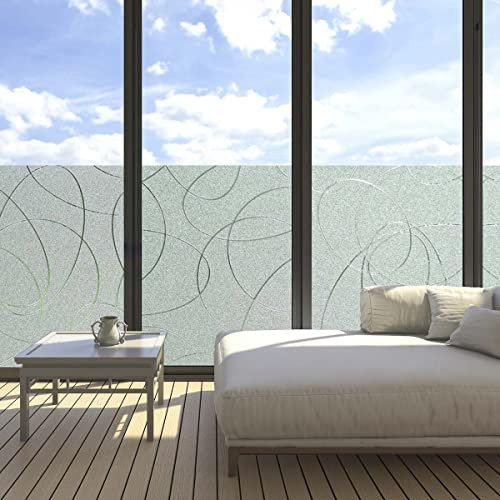 Film Fenetre Anti Regard, Film Occultant Fenêtre, Film Electrostatique Vitre Ligne Design 45x200cm Bon Intimité, Film Opaque pour Vitre Anti UV Dépoli pour Bureau Maison Salle de Bain Chambre Cuisine