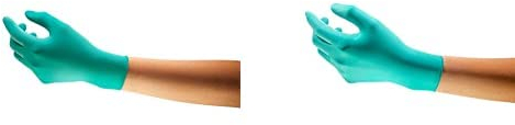 Ansell TouchNTuff Einweg-Handschuhe Nitril, Latexfrei Einmalhandschuh Gepudert, Größe L 92600 100 Stück (1er Pack) TouchNTuff 92-500 inweg-Nitrilhandschuhe Gepudert, Grün, M (100 Handschuhe)
