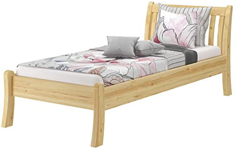 Gästebett Einzelbett Echtholzbett 90x200 hohe Sitzkante Kiefer massiv wählbares Zubehör V-60.61-09, Ausstattung:ohne Zubehör